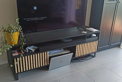 Meuble télévison bois et métal