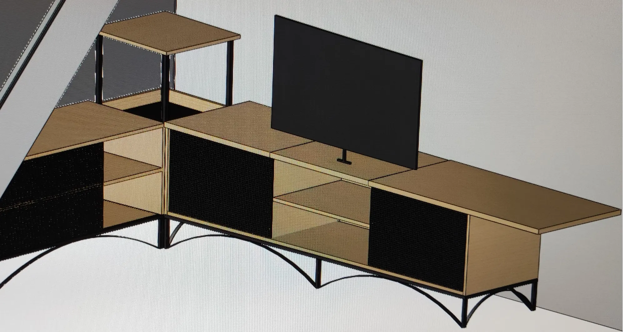 Plan 3d d'un meuble de télévision